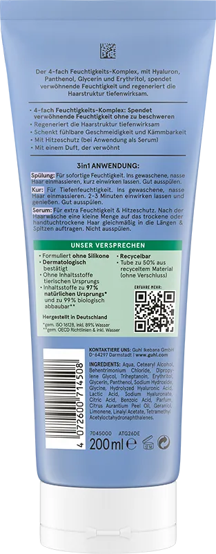 Guhl Balance & Feuchtigkeit Spülung Rückseite