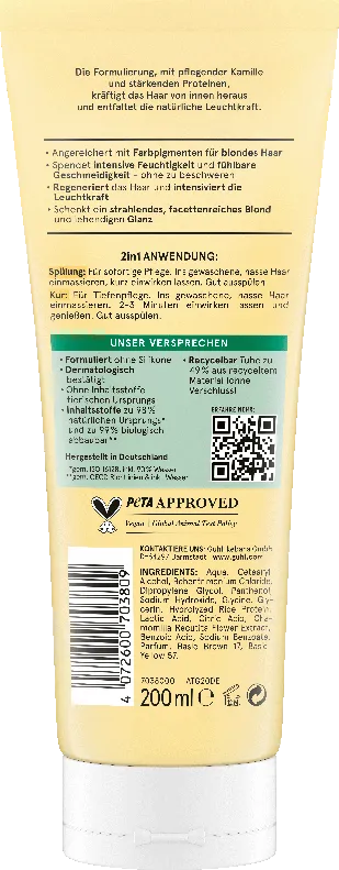 Guhl Blond Glanz & Pflege Kur & Spülung Rückseite